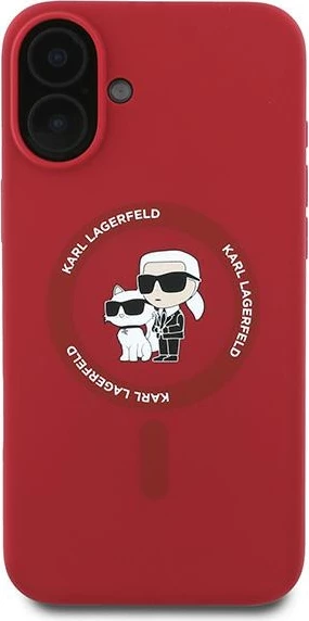 Mbështjellës Karl Lagerfeld Silicone KC Heads Ring MagSafe për iPhone 16 Plus, Kuq