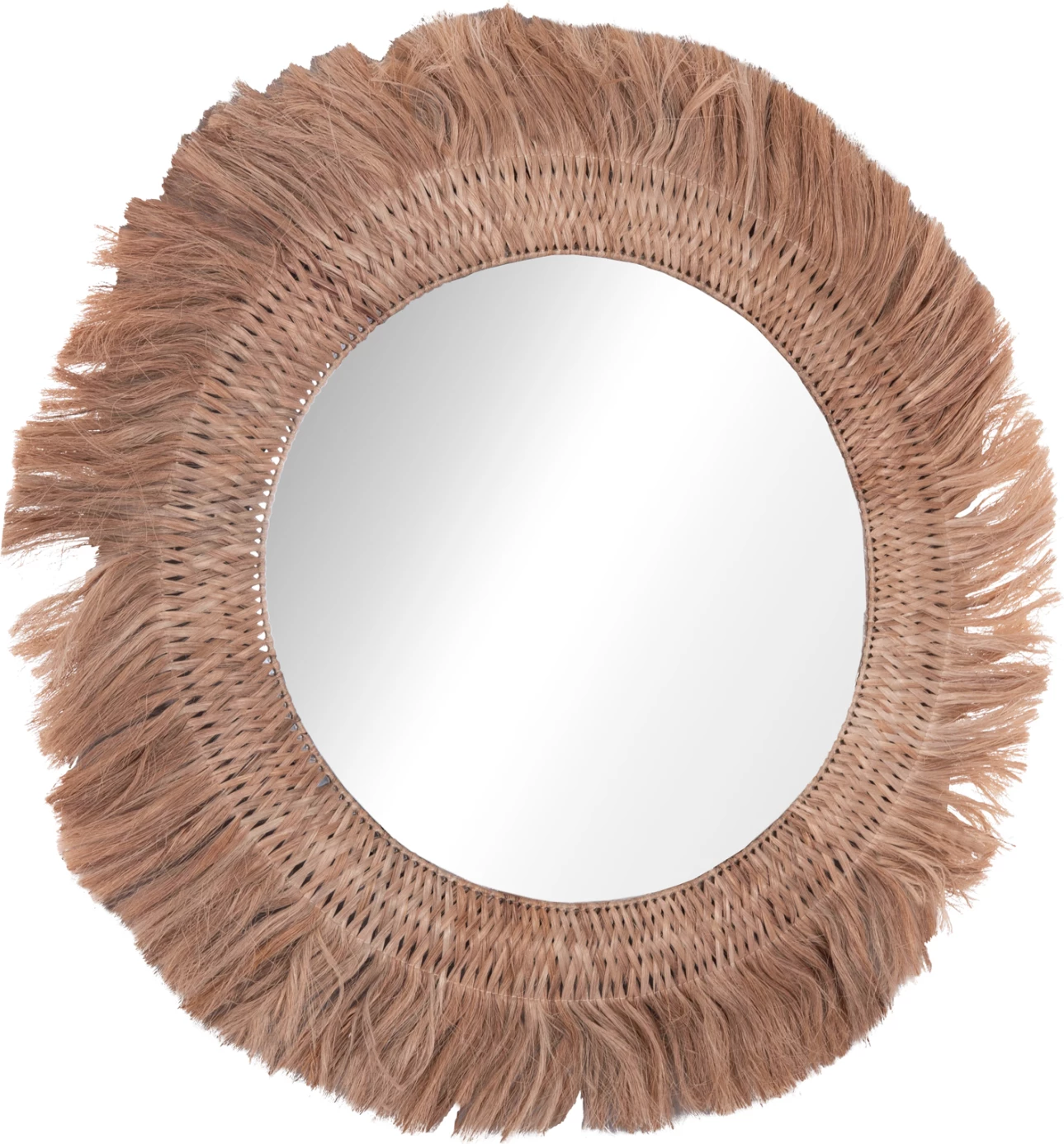 Pasqyrë muri rrethore me fibra abaka, ngjyrë natyrale, 120x4x120cm, FH7747