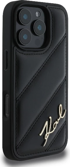 Mbështjellës Karl Lagerfeld Quilted Signature për iPhone 16 Pro Max, i zi