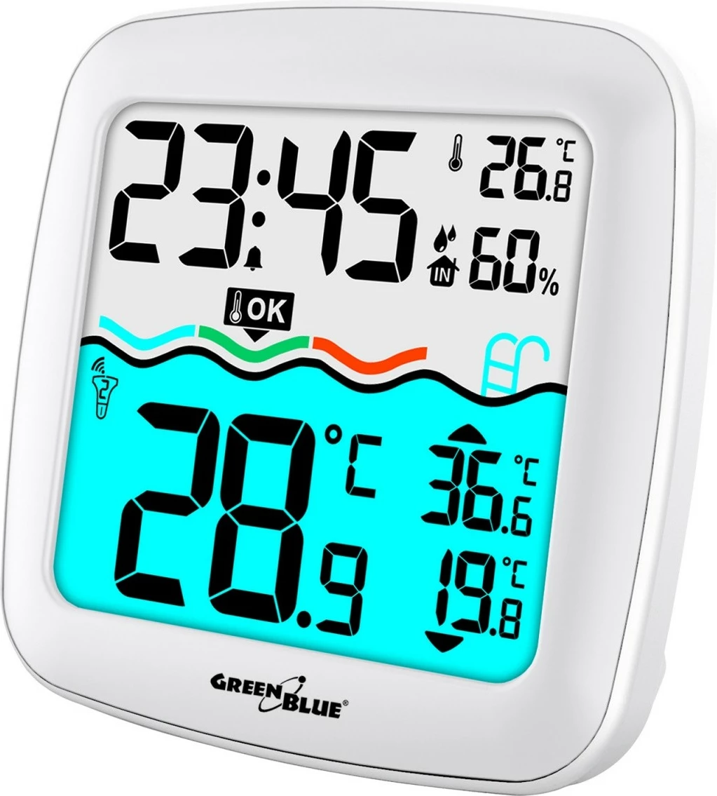 Stacion moti me termometër për pishinë GreenBlue GB216, i bardhë
