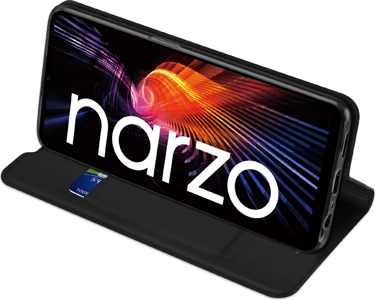 Mbështjellës Dux Ducis Skin Pro për Realme Narzo 50A, me kapak, i zi