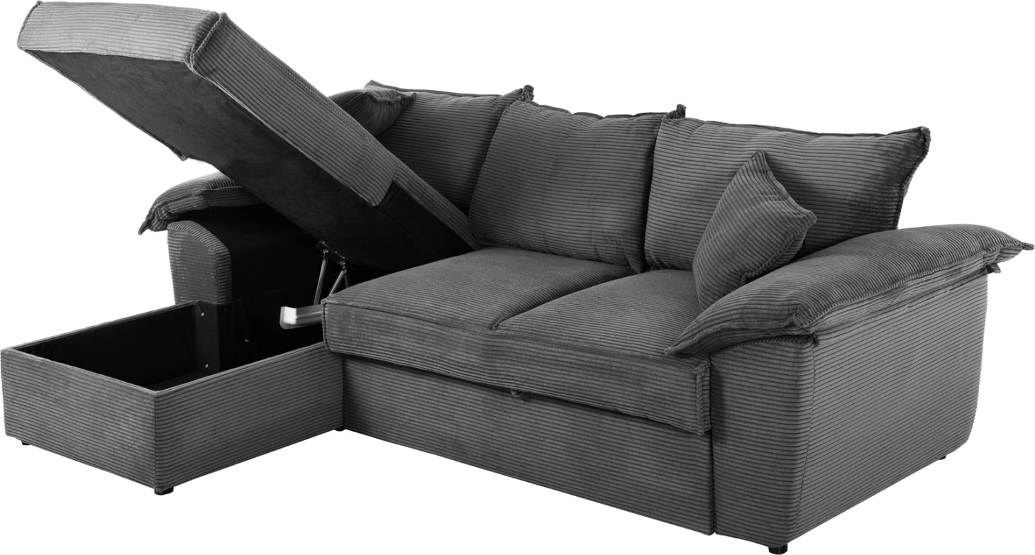 Kënd divan-shtrat me hapësirë ruajtëse ALDO FH3276.02L pëlhurë antracit 256x91-159x87H cm