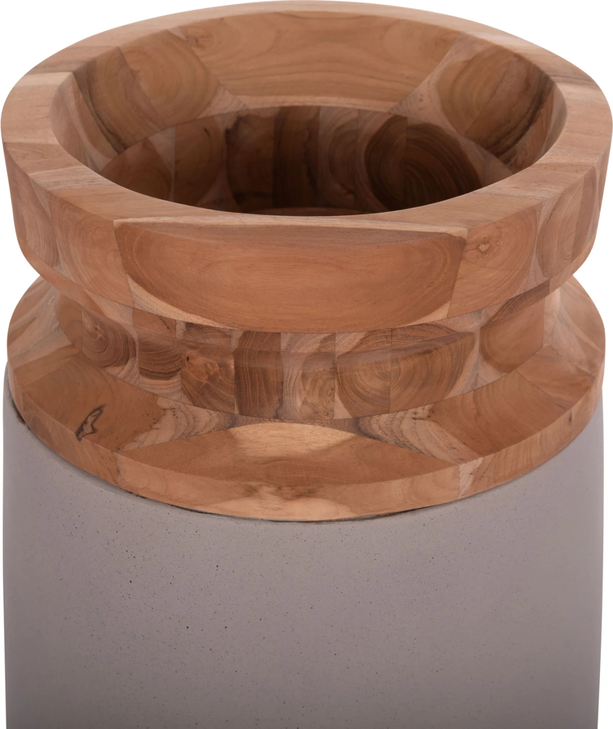 Vazo dekorative dyshemeje LINTER, fibër-cement, ngjyrë gri mat, buzë dru tik, Φ34x60cm