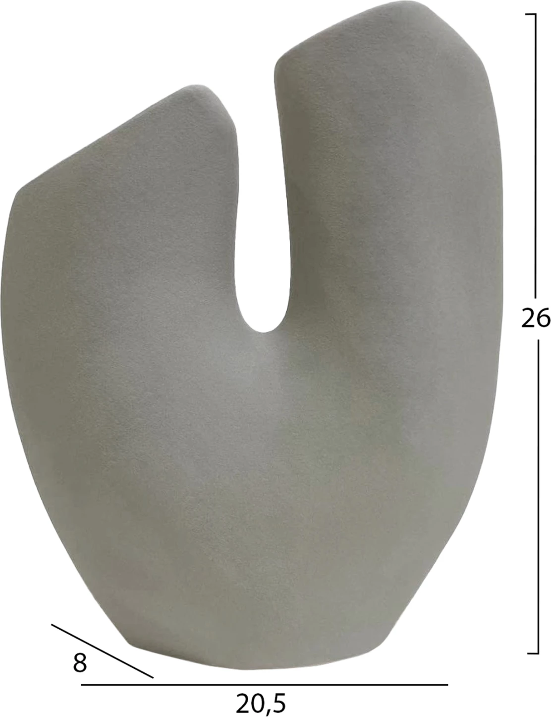 Dekor tavoline prej qeramike ARKEN FH4619.03, gri mat, 20.5x8x26H cm