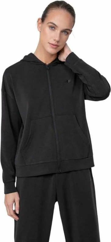 Duks me kapuç për femra 4F, ngjyrë e zezë