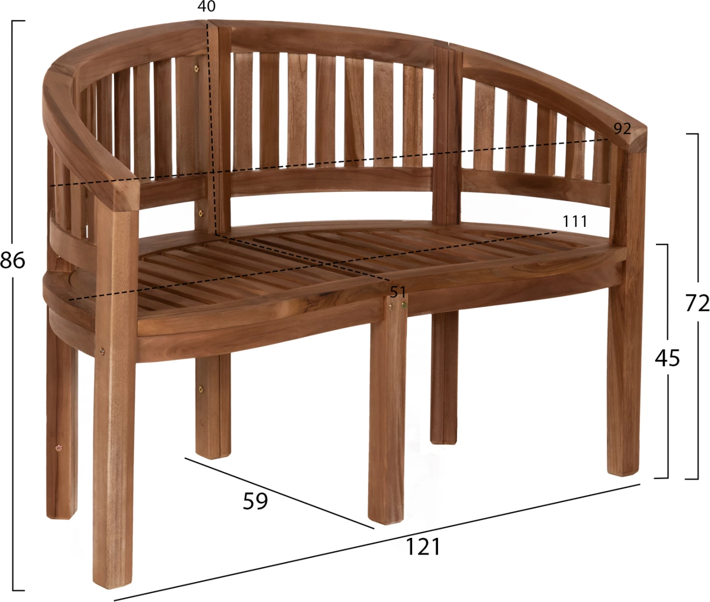 Stol dy vendesh CAPO FH9538 dru tik ngjyrë natyrale 121x59x86H cm