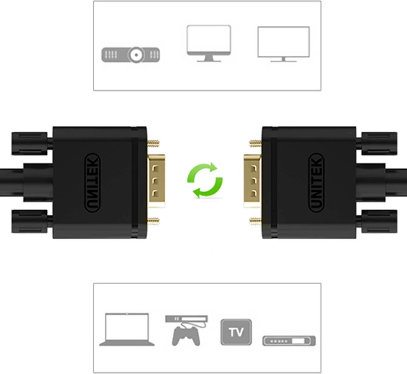 Kabëll VGA Unitek HD15 M/M 20m, i zi
