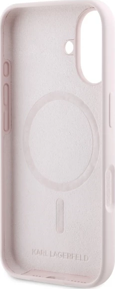 Mbështjellës Karl Lagerfeld Silicone Case Heads Print MagSafe për iPhone 16, Rozë