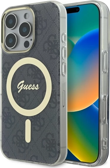 Mbështjellës Guess IML 4G MagSafe për iPhone 16 Pro, Zi