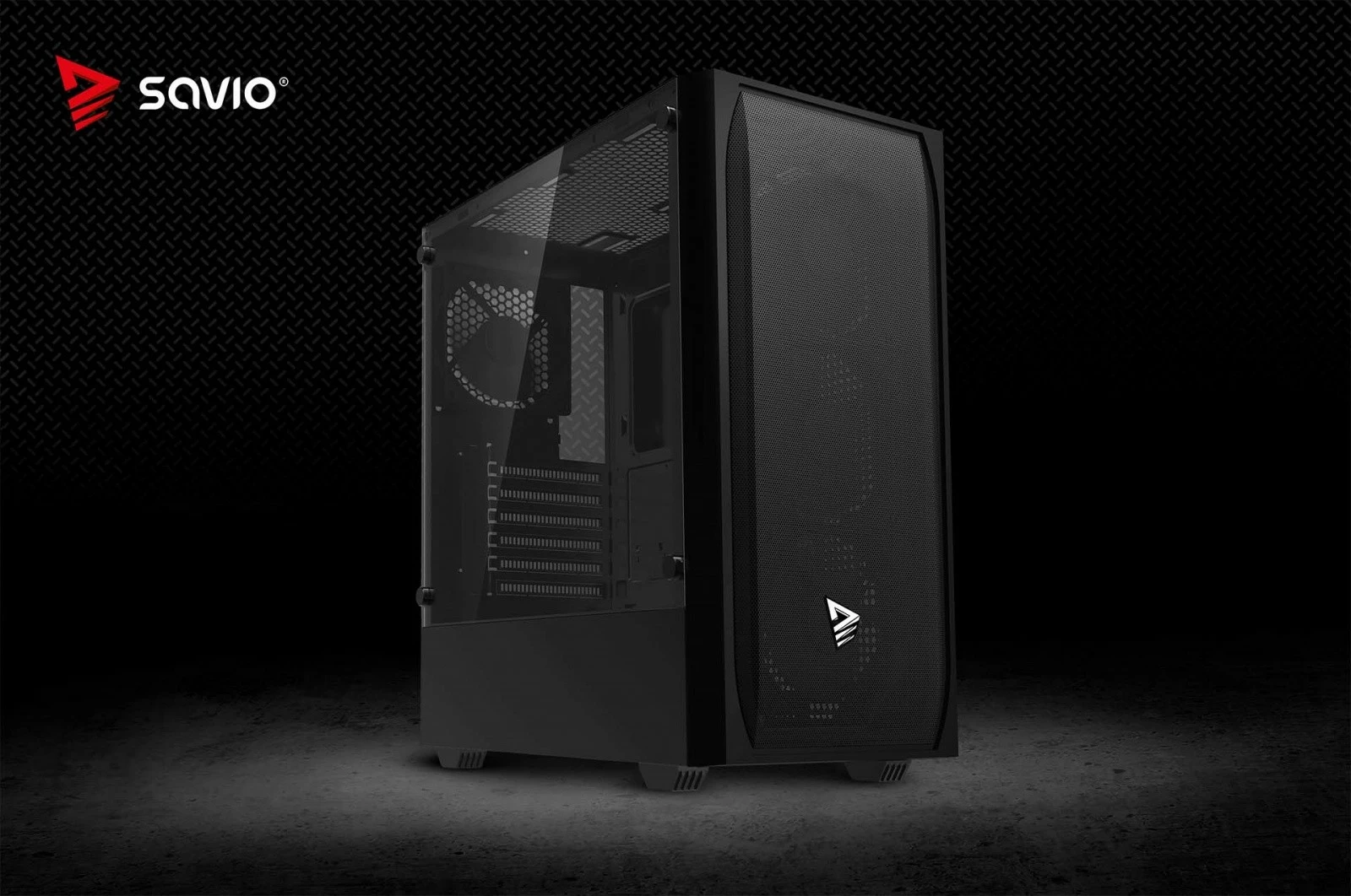 Kasë, Savio NOCTIS FLOW X1, Midi Tower ATX, 4x120 mm PWM, xham i temperuar, rrjetë frontale, e zezë