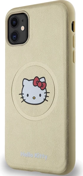 Mbështjellës Hello Kitty Leather Kitty Head MagSafe për iPhone 11/XR, ari