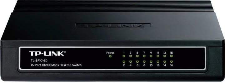 Switch, TP-Link, TL-SF1016D, 16 porta 10/100 Mbps Fast Ethernet, desktop, e zezë