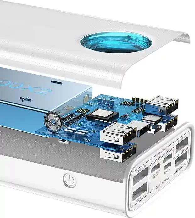 Powerbank Baseus Amblight 30000mAh, 65W, 4xUSB, USB-C, e bardhë