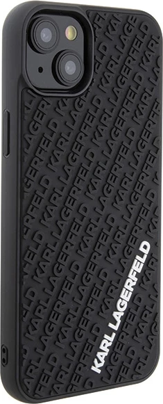 Mbështjellës Karl Lagerfeld 3D Rubber Multi Logo për iPhone 15 Plus, i zi