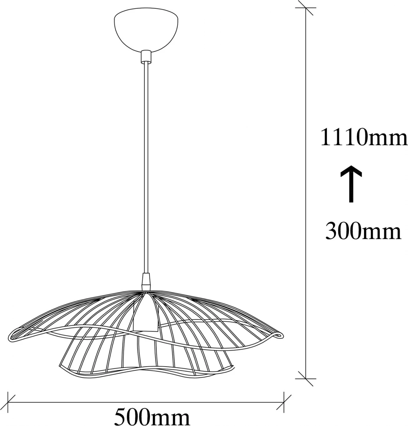 Llambë varëse metalike, ngjyrë ari, FH7229.04, Φ50x111 cm