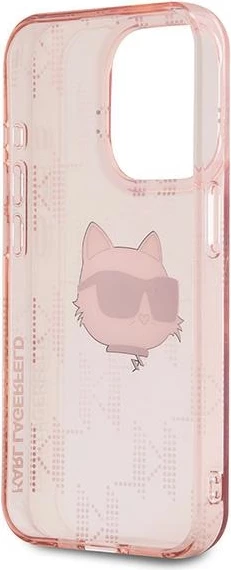 Mbështjellës Karl Lagerfeld IML Choupette Head & Monogram për iPhone 15 Pro Max, rozë
