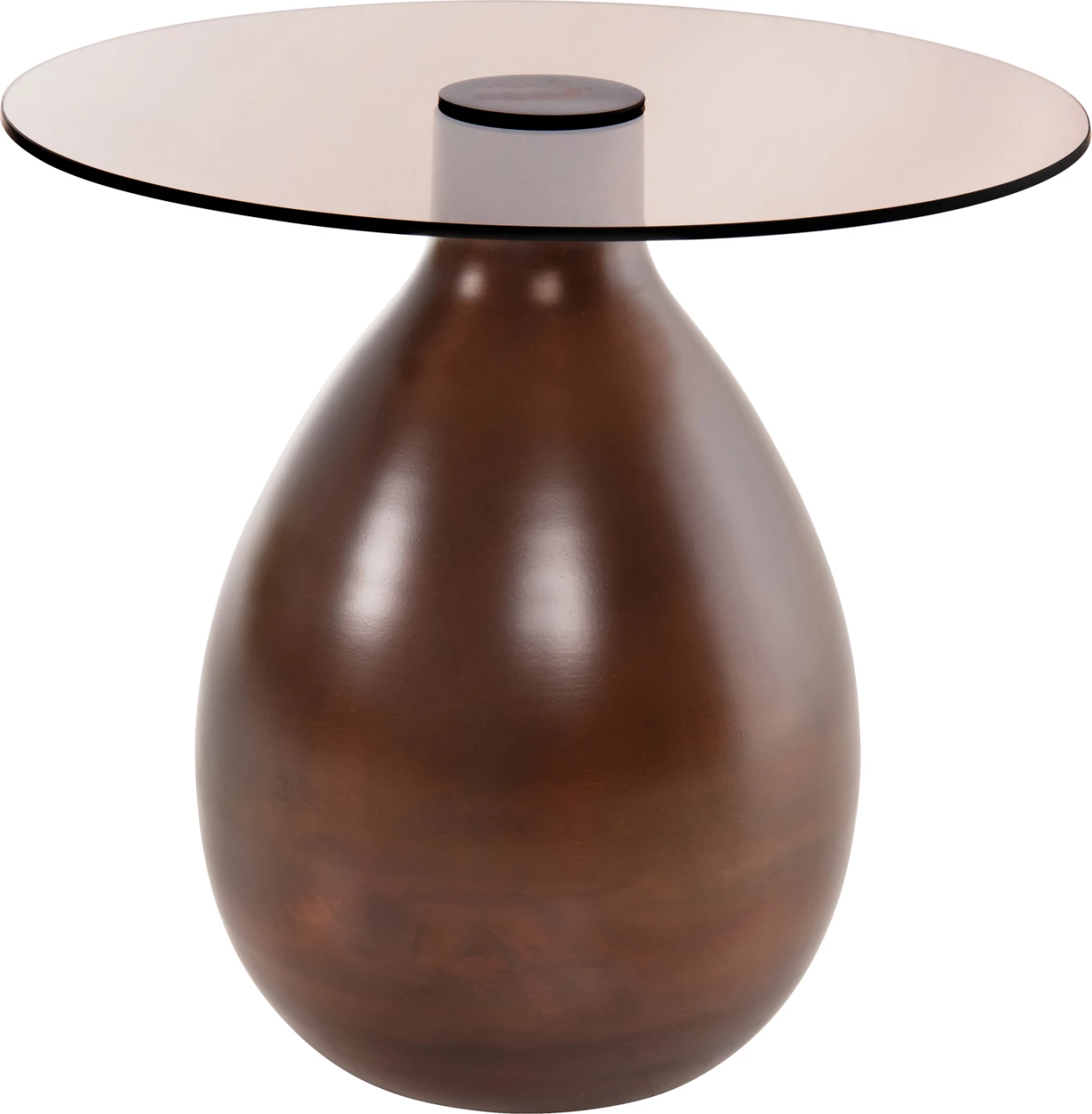 Tavolina anësore 2 copë REGEN FH9666 metal në ngjyrë bakri me sipërfaqe qelqi Φ44 & Φ40 cm