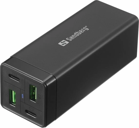 Karikues 4-në-1 SANDBERG 441-45 65W 2xUSB-C PD, 2xUSB-A QC, me kabllo AC EU 1.5m, i zi, set 1 copë