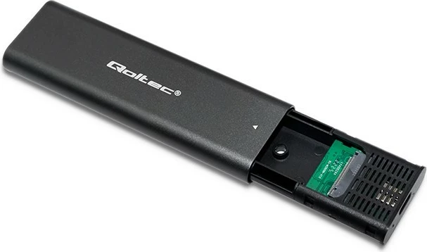 Kasë Qoltec 50312 për SSD M.2 NVMe, USB Type-C, alumini, grafit