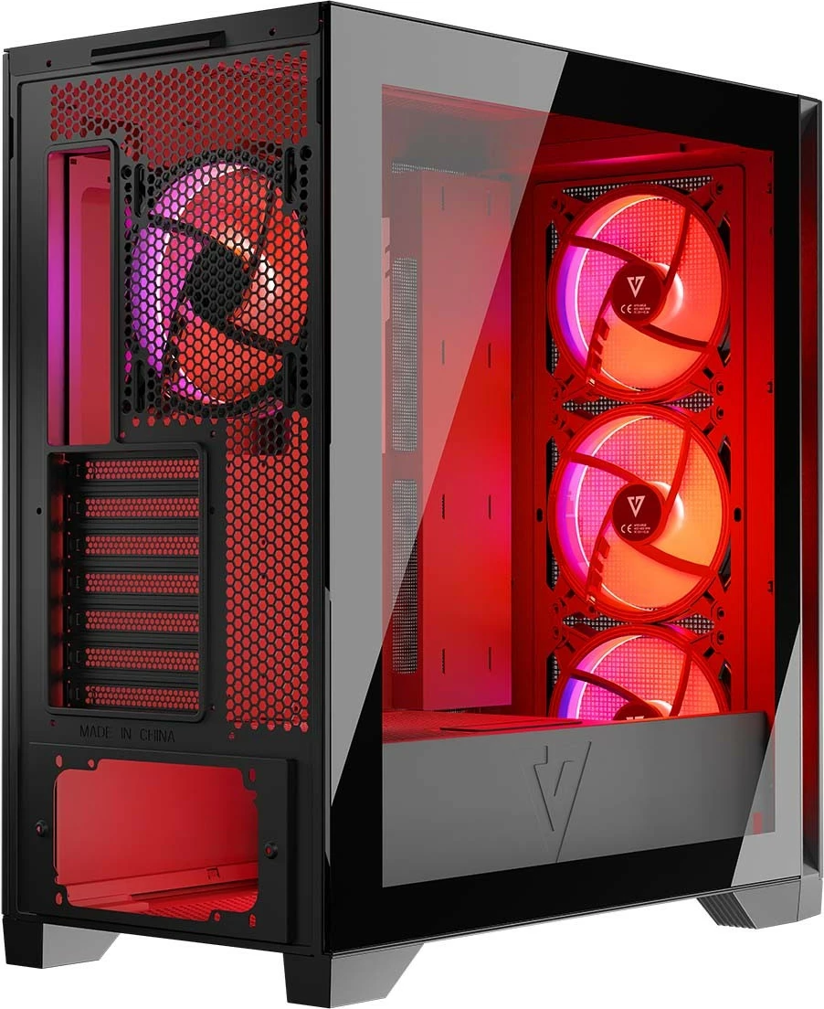 Kasë, MODECOM Volcano Expanse S Apex ARGB (AT-EXPANSE-SG-10-000000-0002), Midi Tower ATX, 4x140mm ARGB, panel xhami i temperuar, USB-C, e zezë