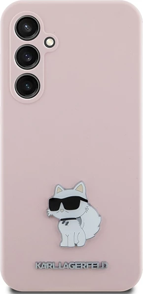 Mbështjellës Karl Lagerfeld Silicone Choupette Metal Pin për Samsung Galaxy S23 FE, Rozë