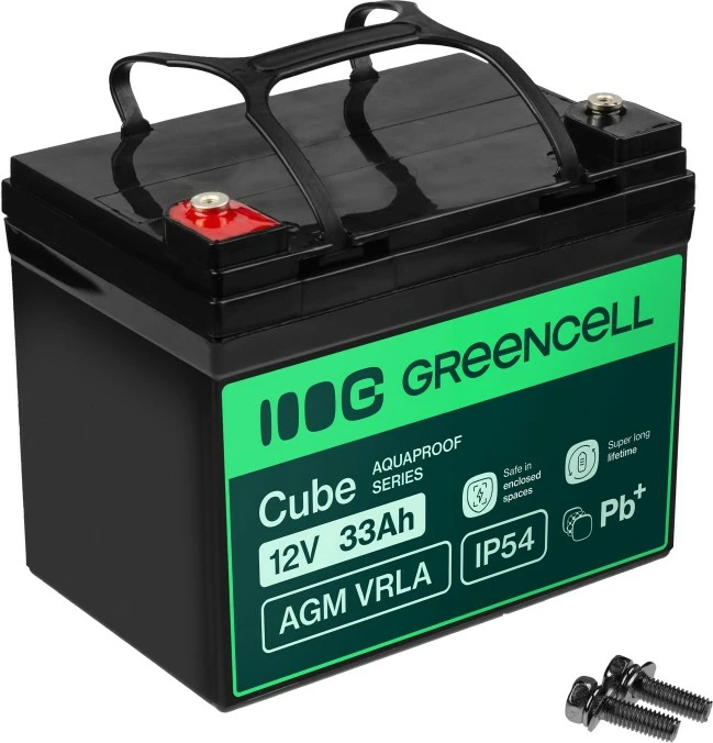 Bateri AGM VRLA, Green Cell, AGM12V33AH-J, 12V 33Ah, IP54, e zezë