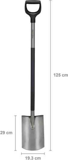 Lopatë e drejtë Fiskars Ergonomic 1067512, Çelik, Gri