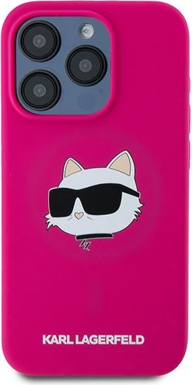 Mbështjellës Karl Lagerfeld Silicone Choupette Head MagSafe për iPhone 15 Pro, Rozë