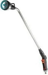 Shufër ujitëse GARDENA Premium Gießstab, dorezë ergonomike, 3 lloje spërkatje, rrjedhë e rregullueshme, inox/cian/zezë