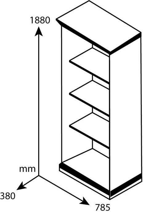 Raft librash Mozart me xham, ngjyrë arre, 78.5x38x188cm