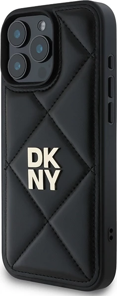 Mbështjellës DKNY Quilted Stack Logo për iPhone 16 Pro, i zi