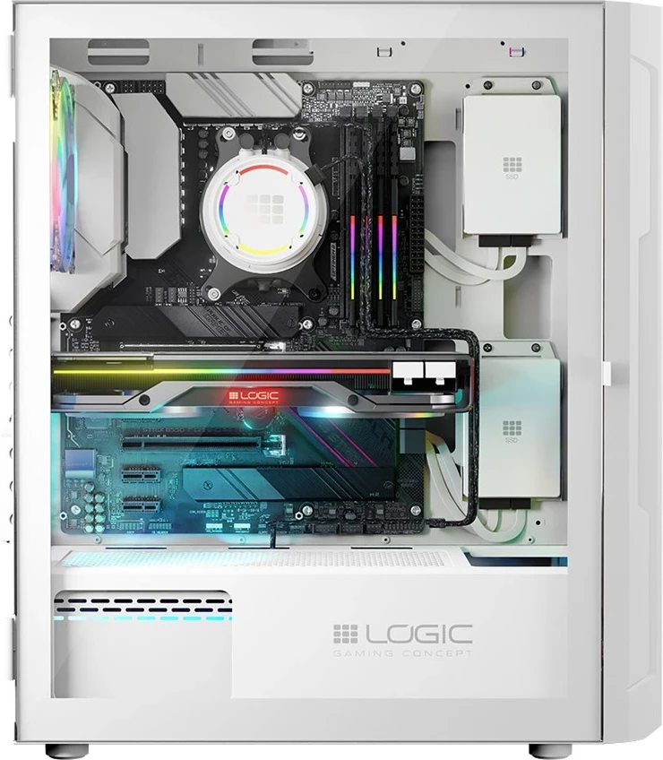 Kasë LOGIC ARAMIS ARGB MINIDI USB 3.0, e bardhë