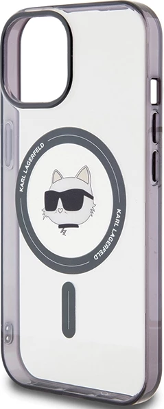Mbështjellës Karl Lagerfeld KLHMP15MHCHNOTK për iPhone 15 Plus 6.7", transparent, MagSafe