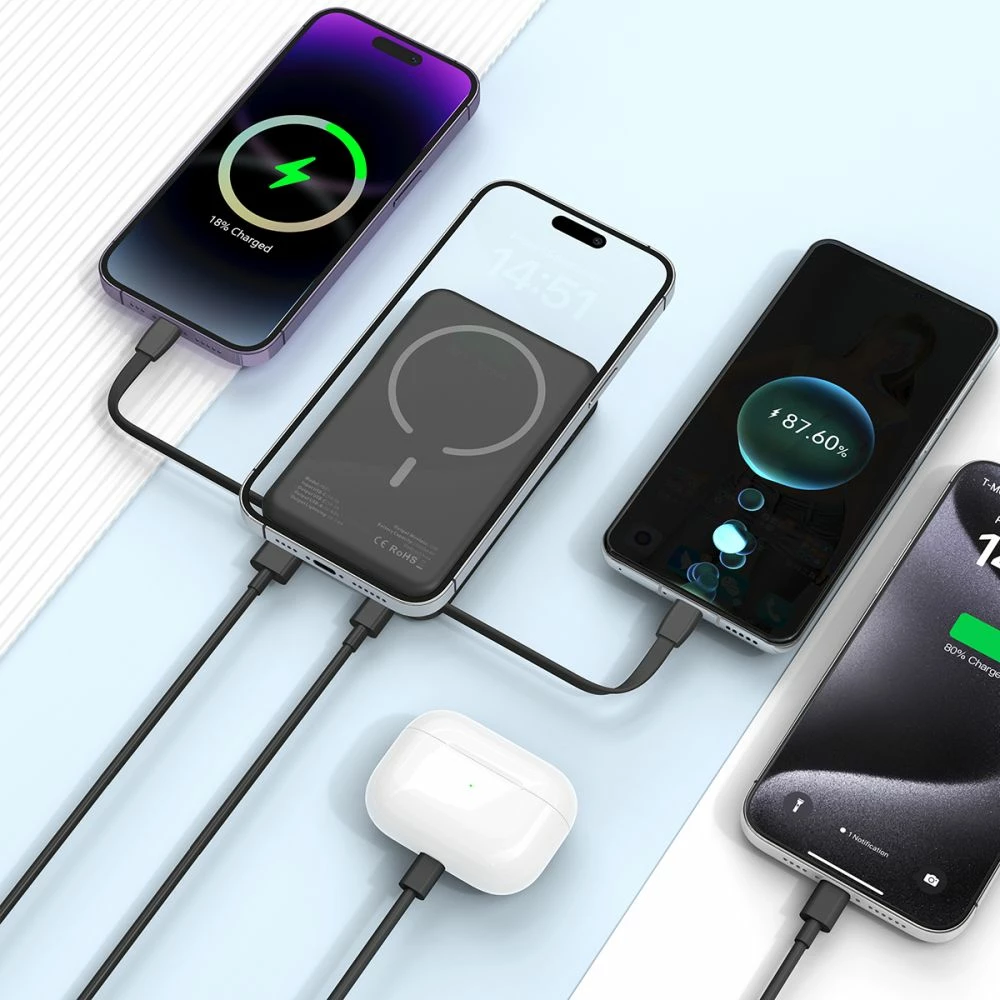 Power bank Tech-Protect LifeMag PB31, 10000mAh, MagSafe, USB-C/USB-A, kabllo të integruara, e zezë