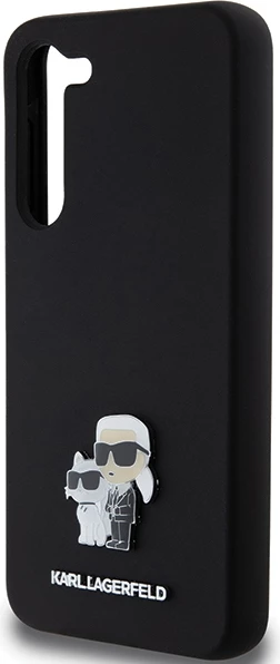 Mbështjellës Karl Lagerfeld Silicone Karl&Choupette Metal Pin për Samsung Galaxy S24+, i zi