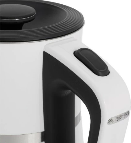 Çajnik elektrik, Adler, AD1355W, 1.7 L, 2200 W, mure të dyfishta, çelik inox brenda, bazë 360°, bardhë-e zezë