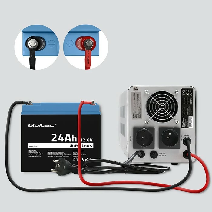 Bateri LiFePO4 Qoltec 53702, 24Ah, 12.8V, me BMS