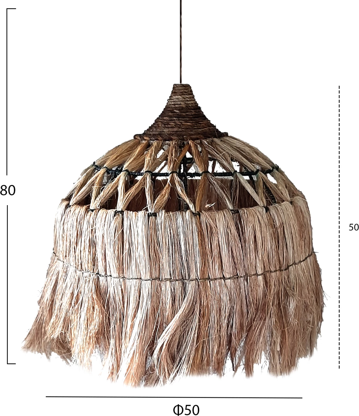 Llambë varëse tavani prej fibrash abaca, ngjyrë natyrale, Φ52x48-120H cm, FH7760