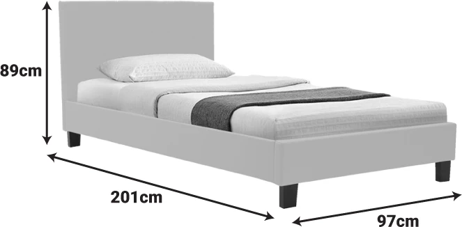 Krevat Nevil, stof antracit, këmbë druri natyrale, 90x190cm