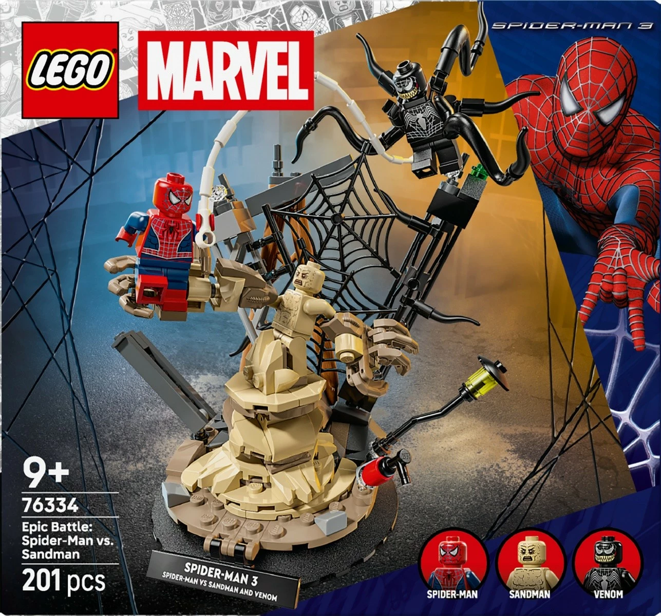 Set ndërtimi LEGO Marvel 76334 Epic Battle: Spider-Man vs. Sandman, 201 pjesë, 9+