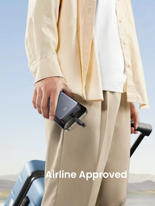 powerbank UGREEN 45762 20000mAh 22.5W me kabllo t’integrume, gri e errët