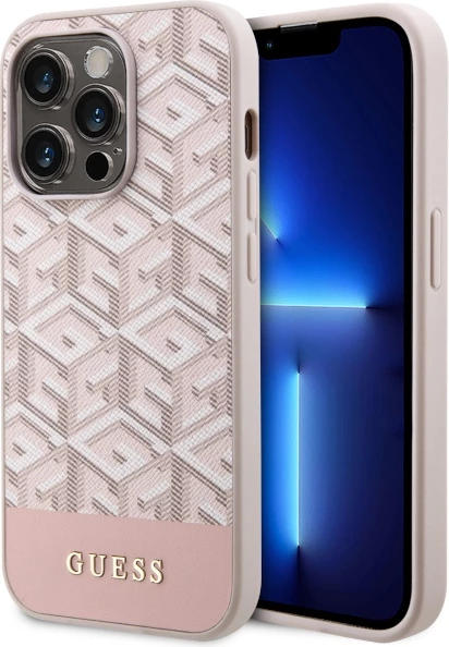 Mbështjellës Guess GCube Stripes MagSafe për iPhone 14 Pro 6.1", Rozë