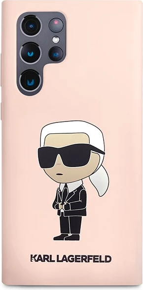 Mbështjellës Karl Lagerfeld KLHCS23LSNIKBCP për Samsung Galaxy S23 Ultra, silikon, rozë