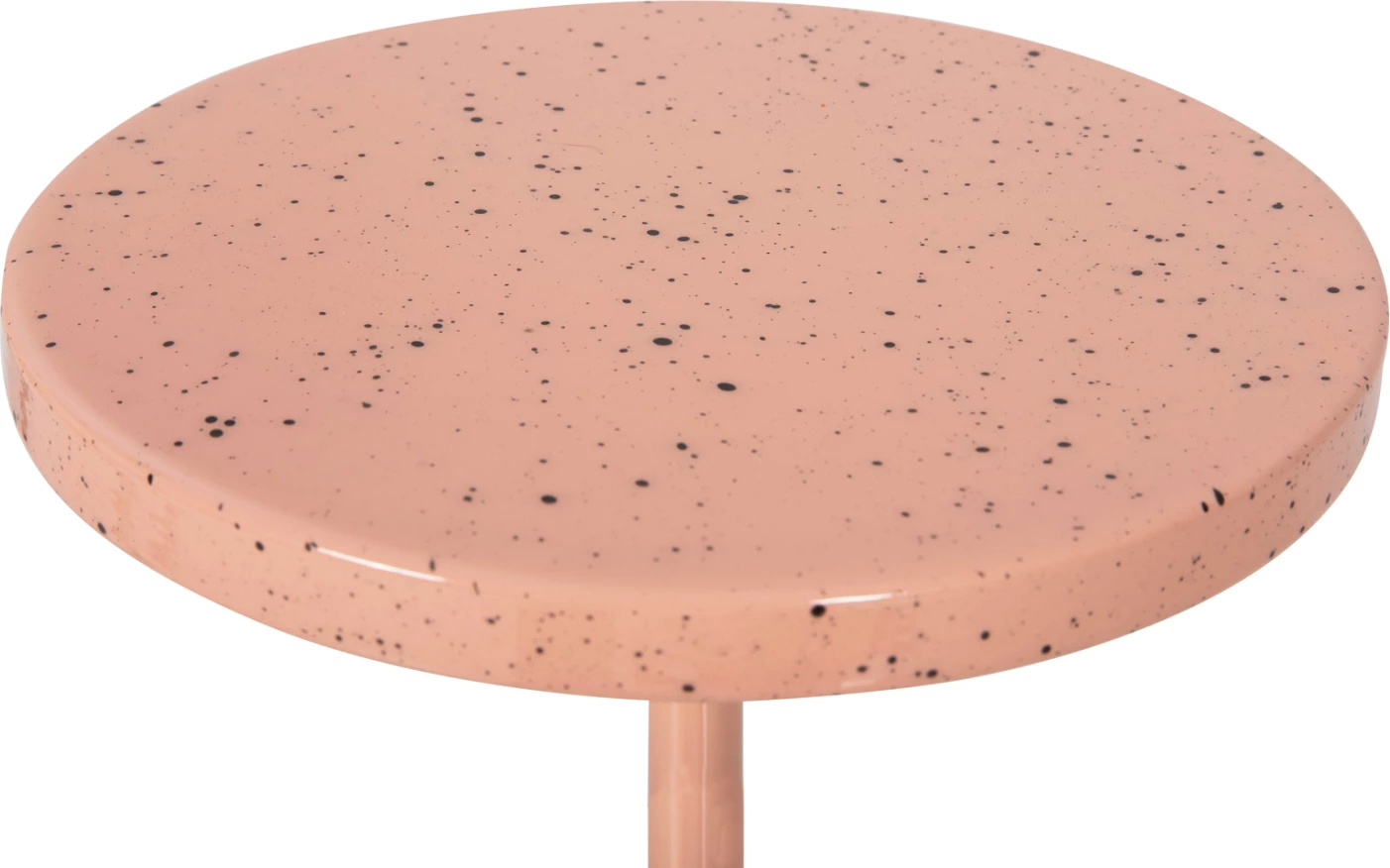 Tavolinë anësore BOMBAY FH4251.08 metalike, ngjyrë salmon me sipërfaqe tavoline me pika Φ25,5x51Hcm