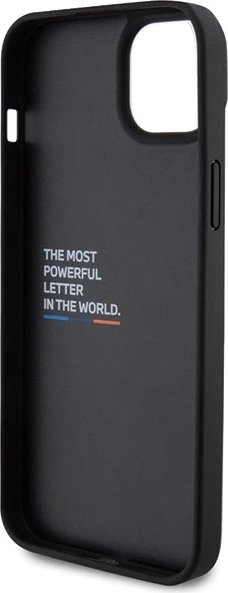 Mbështjellës BMW Leather Carbon për iPhone 15 Plus, i zi