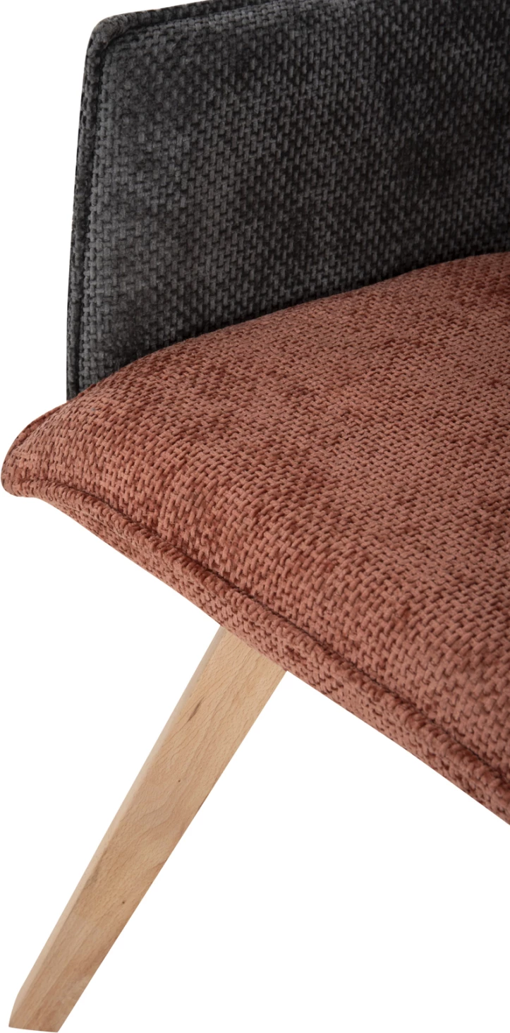 Karrige ngrënieje me krahë REX FH9847.06, ngjyrë e kuqe tullë-gri, këmbë druri ahu, 53x60x93H cm., set prej 2 copë