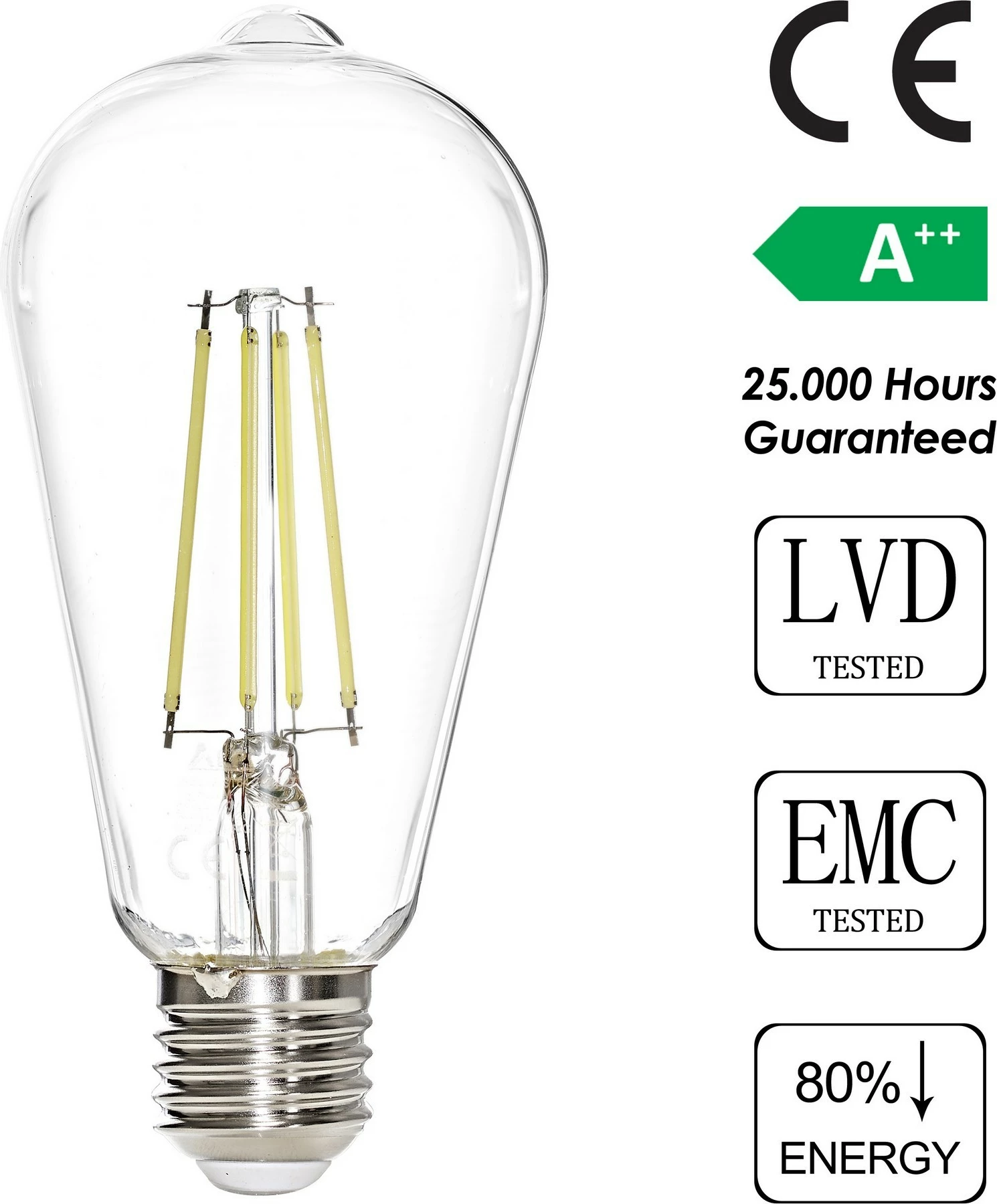 Llambë LED Opviq, ST64, e bardhë, transparente