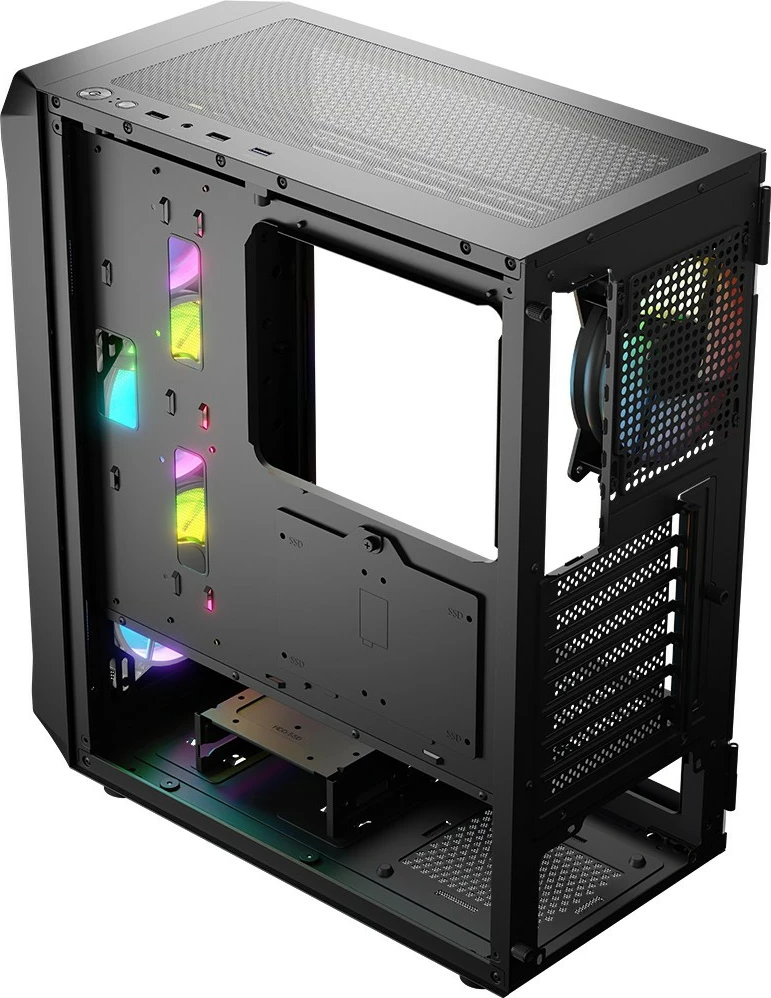 Kasë, Logic Concept, Portos ARGB Midi (AT-PORTOS-10-0000000-0002), ATX/Micro ATX, 4x 120 mm ARGB, panel anësor xham i temperuar, USB 3.0, e zezë