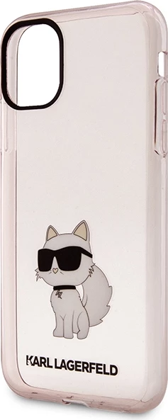 Mbështjellës Karl Lagerfeld KLHCN61HNCHTCP për iPhone 11/XR 6.1", i fortë, Choupette, rozë