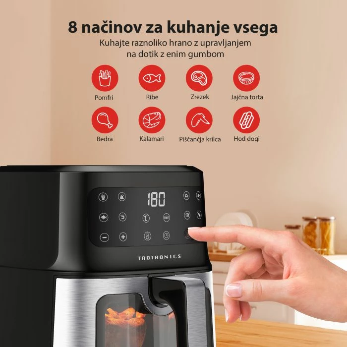 Fritezë me ajër TaoTronics TT-AF011 5L 1200W, e zezë/argjend